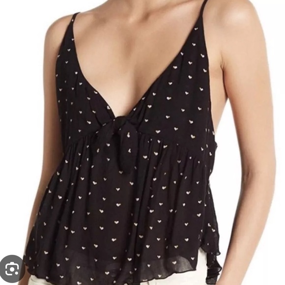 Free People Intimately Riviera Romance Tie Cami Tank Top - black, size S/M - Picture 1 of 3
